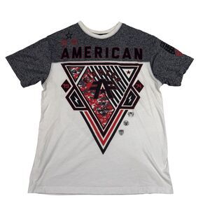 American Fighter Training‎ Division T-Shirt Mens Large Gray White Short Sleeve